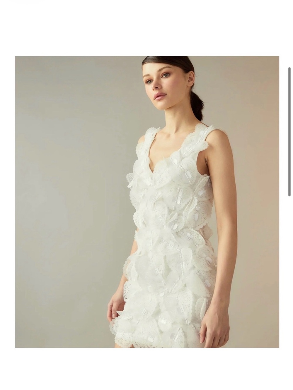 Cynthia Rowley Elle White Appliqué V-Neck Mini Dress